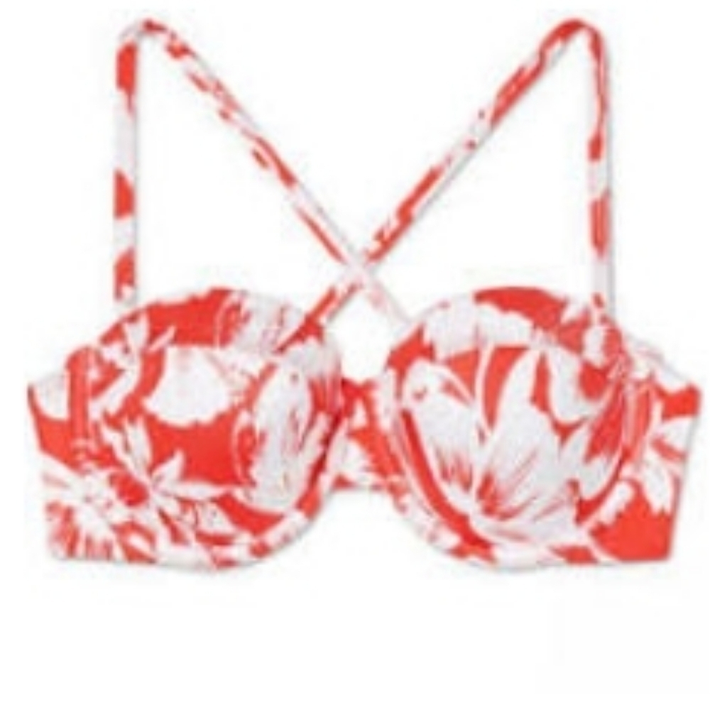 Shade & Shore Bikini Top Floral Orange White — image 3 of 8